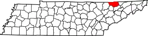 State map highlighting Claiborne County