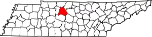 Map of Tennessee highlighting Davidson County