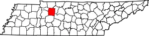 State map highlighting Dickson County