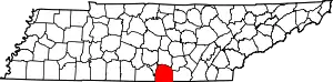 Map of Tennessee highlighting Franklin County