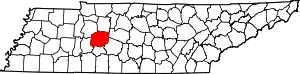 Map of Tennessee highlighting Hickman County