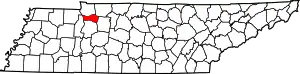 Map of Tennessee highlighting Houston County