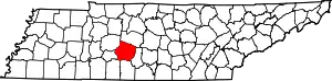 Map of Tennessee highlighting Maury County