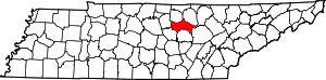 Map of Tennessee highlighting Putnam County