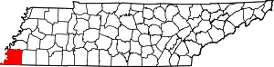 Map of Tennessee highlighting Shelby County