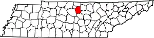 Map of Tennessee highlighting Smith County