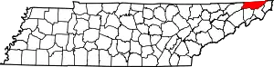 Map of Tennessee highlighting Sullivan County