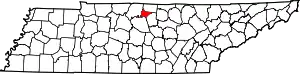 State map highlighting Trousdale County