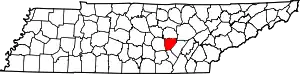 Map of Tennessee highlighting Van Buren County