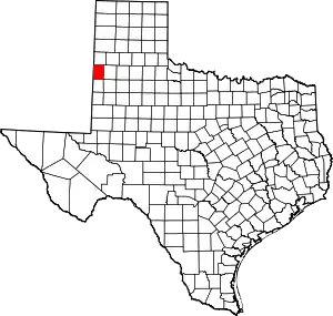 Map of Texas highlighting Bailey County