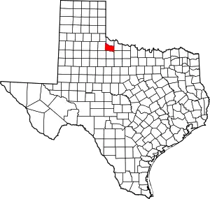 Map of Texas highlighting Foard County