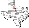 Map of Texas highlighting Haskell County