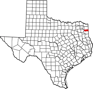 Map of Texas highlighting Marion County