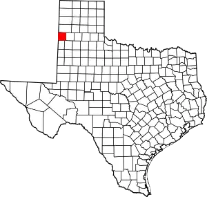 Map of Texas highlighting Parmer County