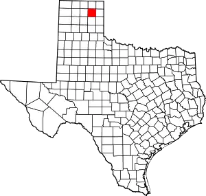 Map of Texas highlighting Roberts County