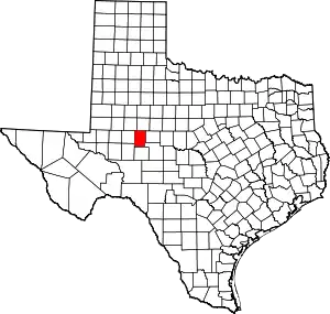 Map of Texas highlighting Sterling County