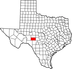 Map of Texas highlighting Sutton County