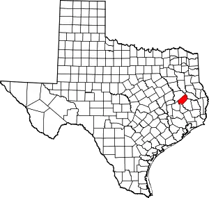 Map of Texas highlighting Trinity County