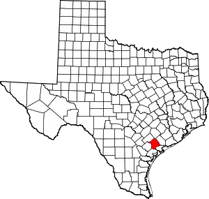 Map of Texas highlighting Victoria County