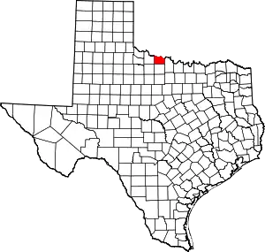 Map of Texas highlighting Wichita County