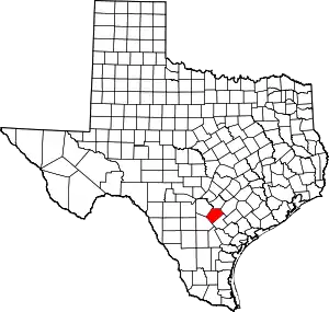 Map of Texas highlighting Wilson County