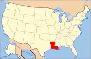 Location of Louisiana within the United States