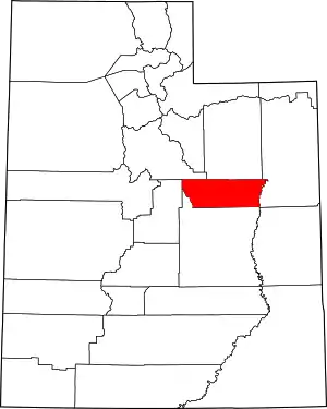 Map of Utah highlighting Carbon County