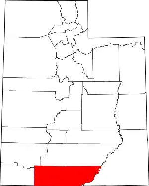 Map of Utah highlighting Kane County