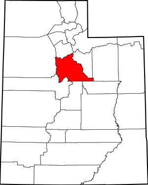 Map of Utah highlighting Utah County