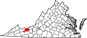 Map of Virginia highlighting Bland County