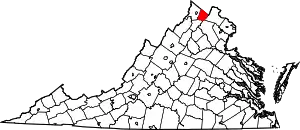 Map of Virginia highlighting Clarke County