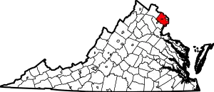 State map highlighting Fairfax County