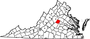 Map of Virginia highlighting Fluvanna County