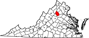 Map of Virginia highlighting Madison County