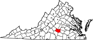 Map of Virginia highlighting Prince Edward County