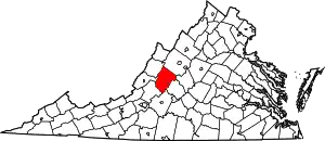 Map of Virginia highlighting Rockbridge County