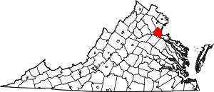 Map of Virginia highlighting Stafford County