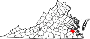 Map of Virginia highlighting Surry County