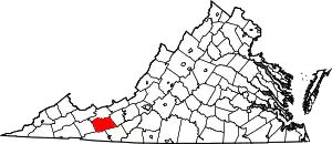 Map of Virginia highlighting Wythe County