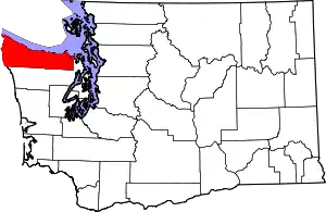 Map of Washington highlighting Clallam County