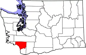 State map highlighting Cowlitz County