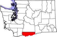 Map of Washington highlighting Klickitat County