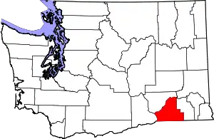 State map highlighting Walla Walla County