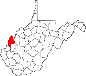 Map of West Virginia highlighting Mason County