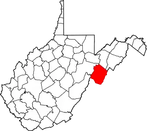 Map of West Virginia highlighting Pendleton County