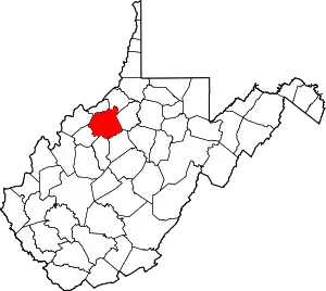 Map of West Virginia highlighting Ritchie County