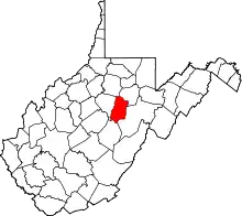 Map of West Virginia highlighting Upshur County