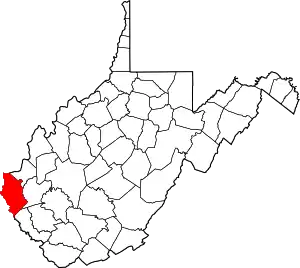 Map of West Virginia highlighting Wayne County