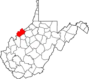 Map of West Virginia highlighting Wood County