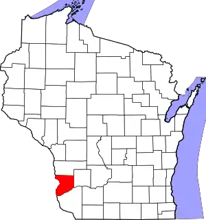 Map of Wisconsin highlighting Crawford County